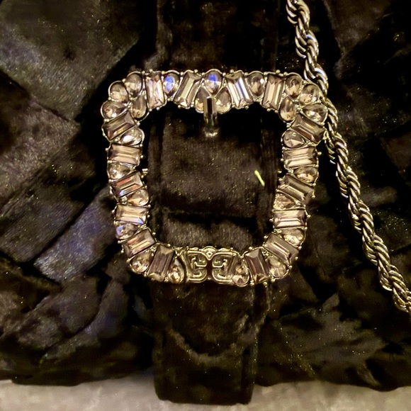 New Sam Edelman Brit Frame Velvet Black Clutch - Picture 7 of 11